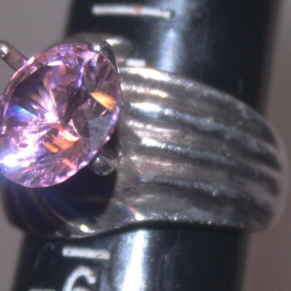 925 Sterling Large Pink Sapphire Wide Shrimp Statement Cocktail Ring - Picture 9 of 10